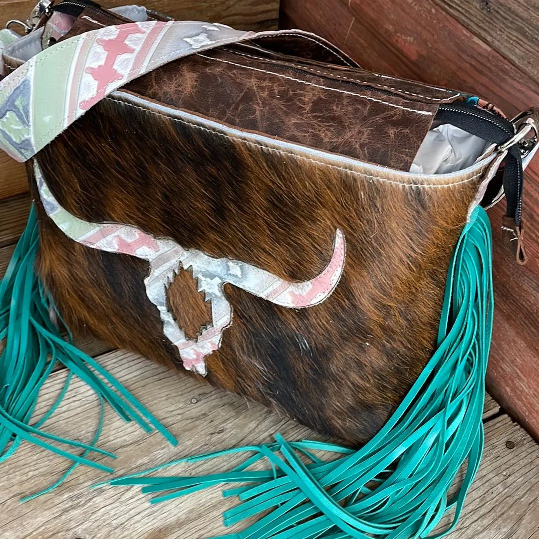 006 Maren - Red Brindle w/ Watermelon Wine Skull Design