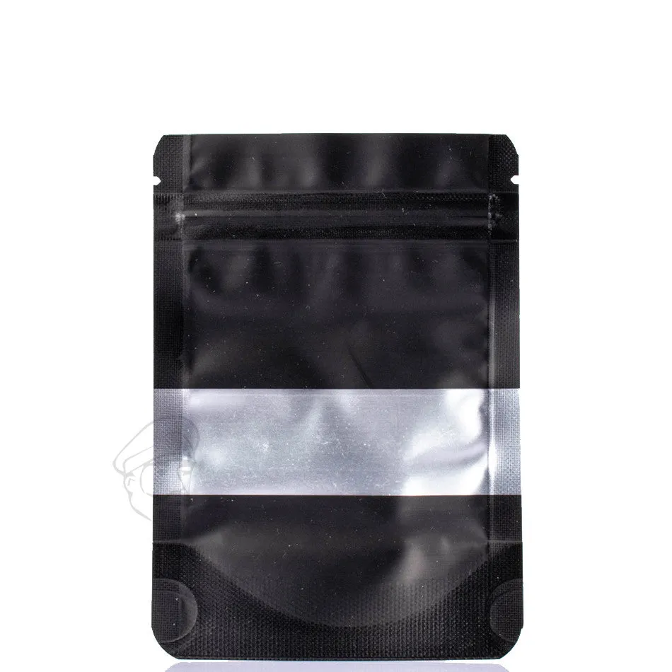 10pk Smell Proof Bags Window 12cm x 9cm Black