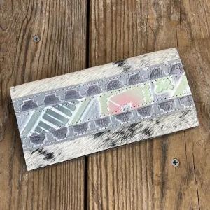 165 Checkbook Cover - Black & White w/ Watermelon Wine