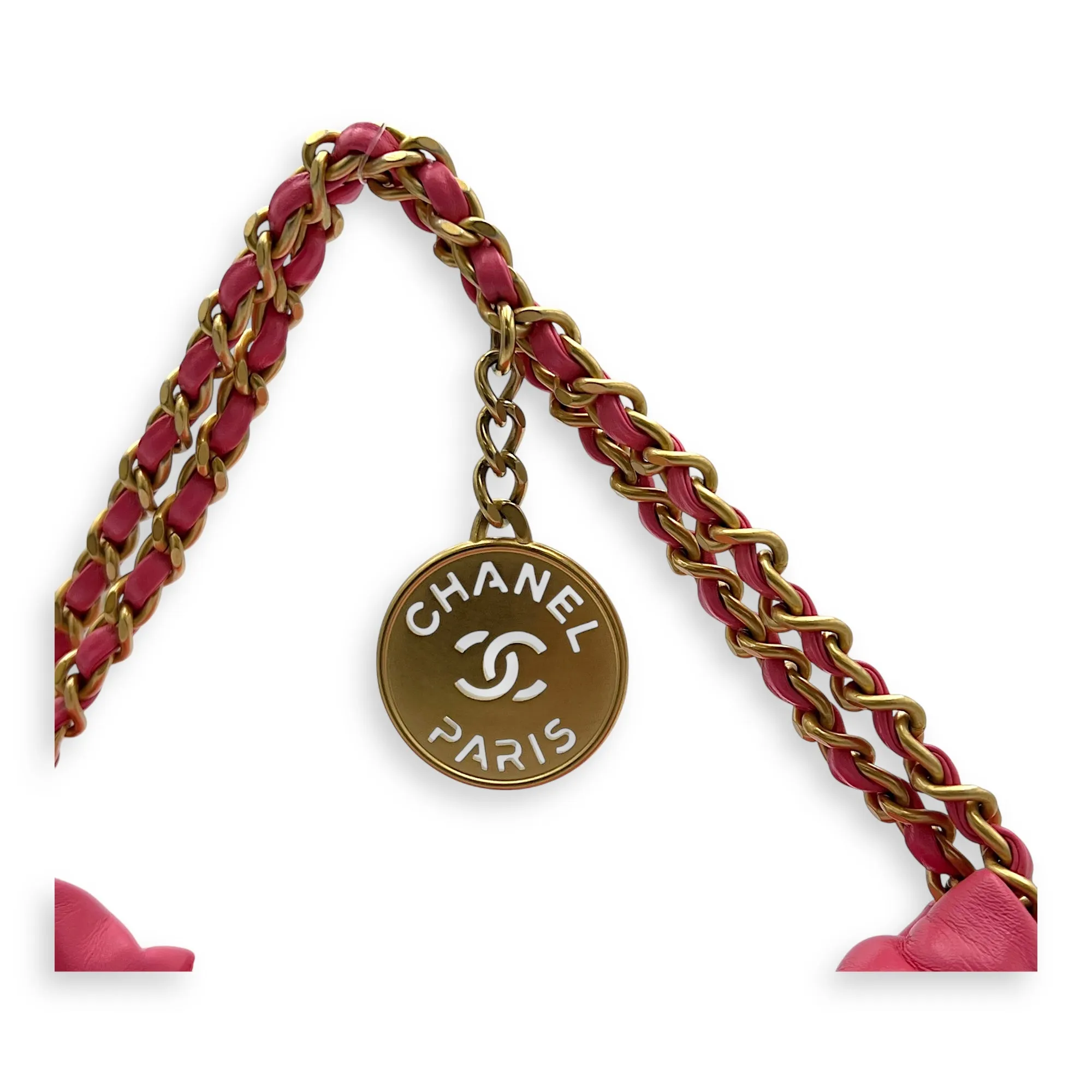 22 Tote Crossbody Bag Mini Pink in Calfskin, Gold hardware