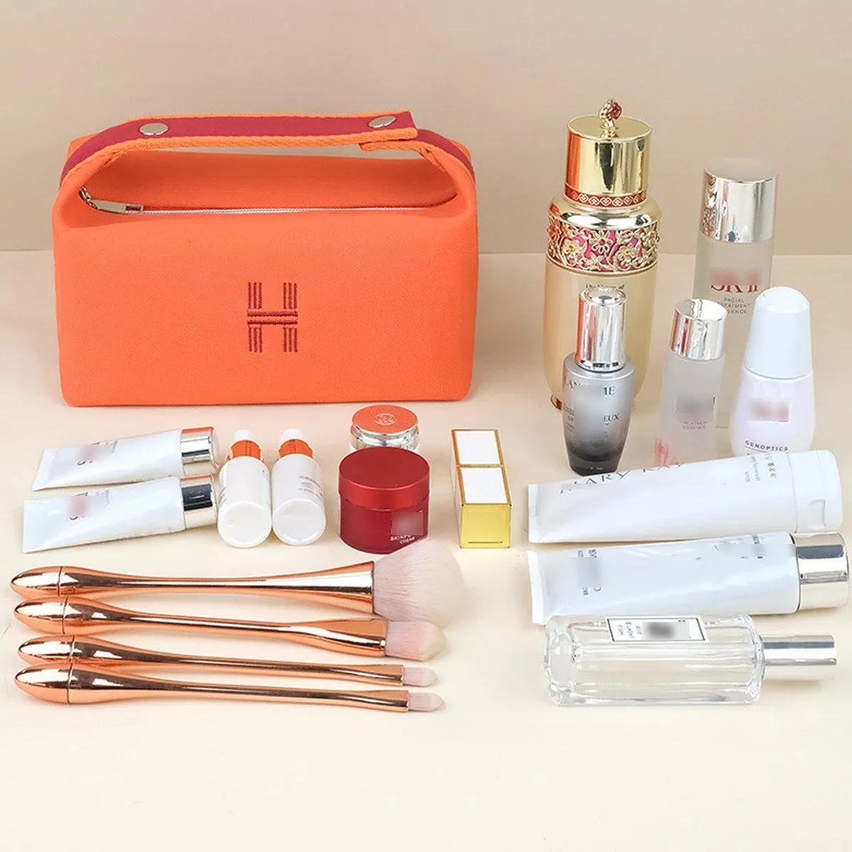 2PCS Portable Canvas Cosmetic Bag Wash Bag Travel Organizer Handbags Women Girl