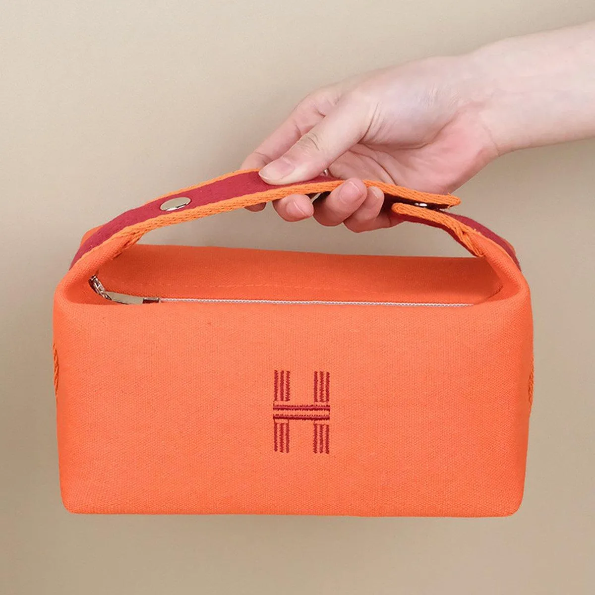 2PCS Portable Canvas Cosmetic Bag Wash Bag Travel Organizer Handbags Women Girl