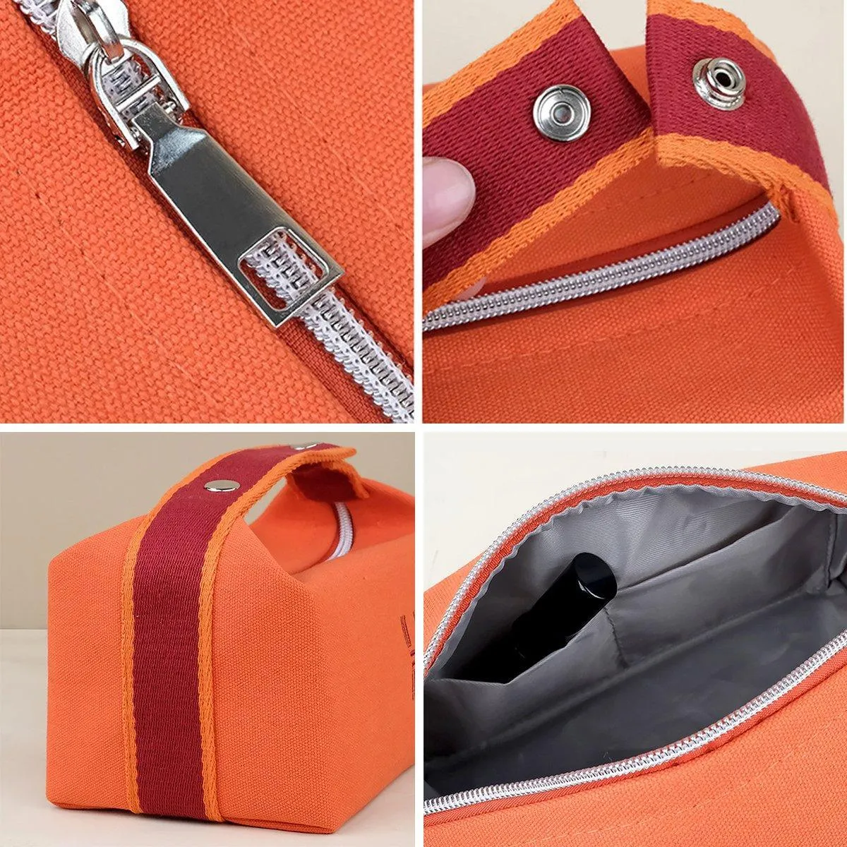 2PCS Portable Canvas Cosmetic Bag Wash Bag Travel Organizer Handbags Women Girl
