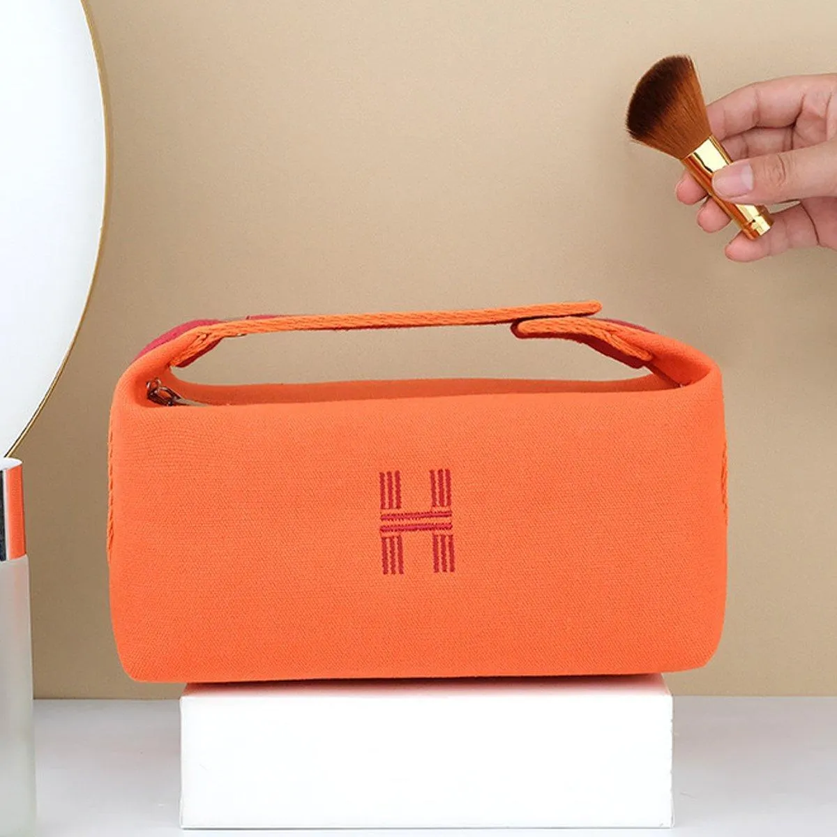 2PCS Portable Canvas Cosmetic Bag Wash Bag Travel Organizer Handbags Women Girl