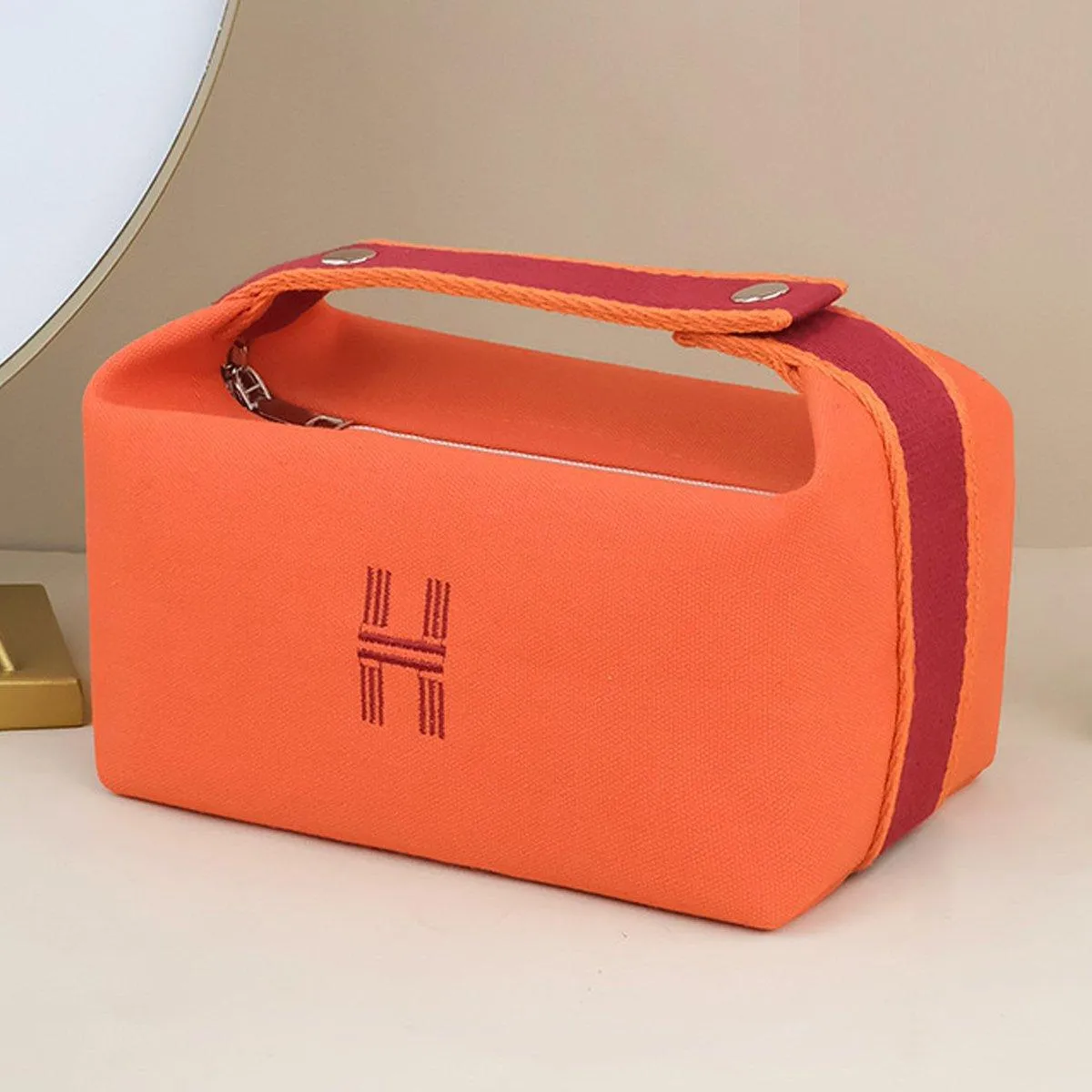 2PCS Portable Canvas Cosmetic Bag Wash Bag Travel Organizer Handbags Women Girl