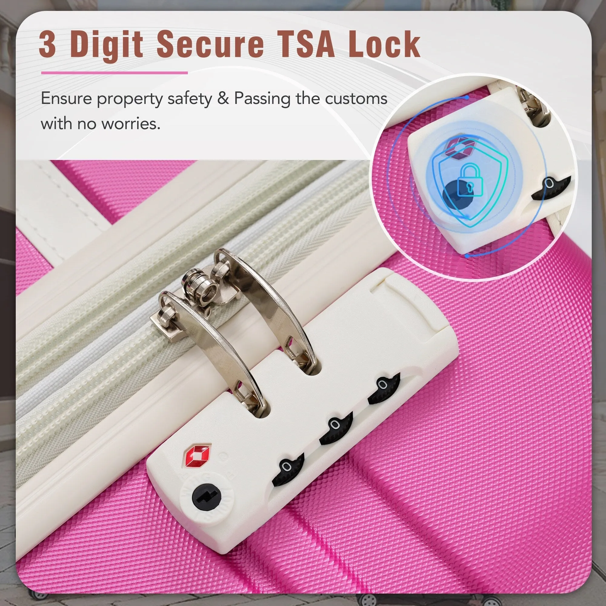 3 Piece Lightweight Luggage Set, Hardside Expandable Suitcase w/TSA Lock and Cosmetic Case