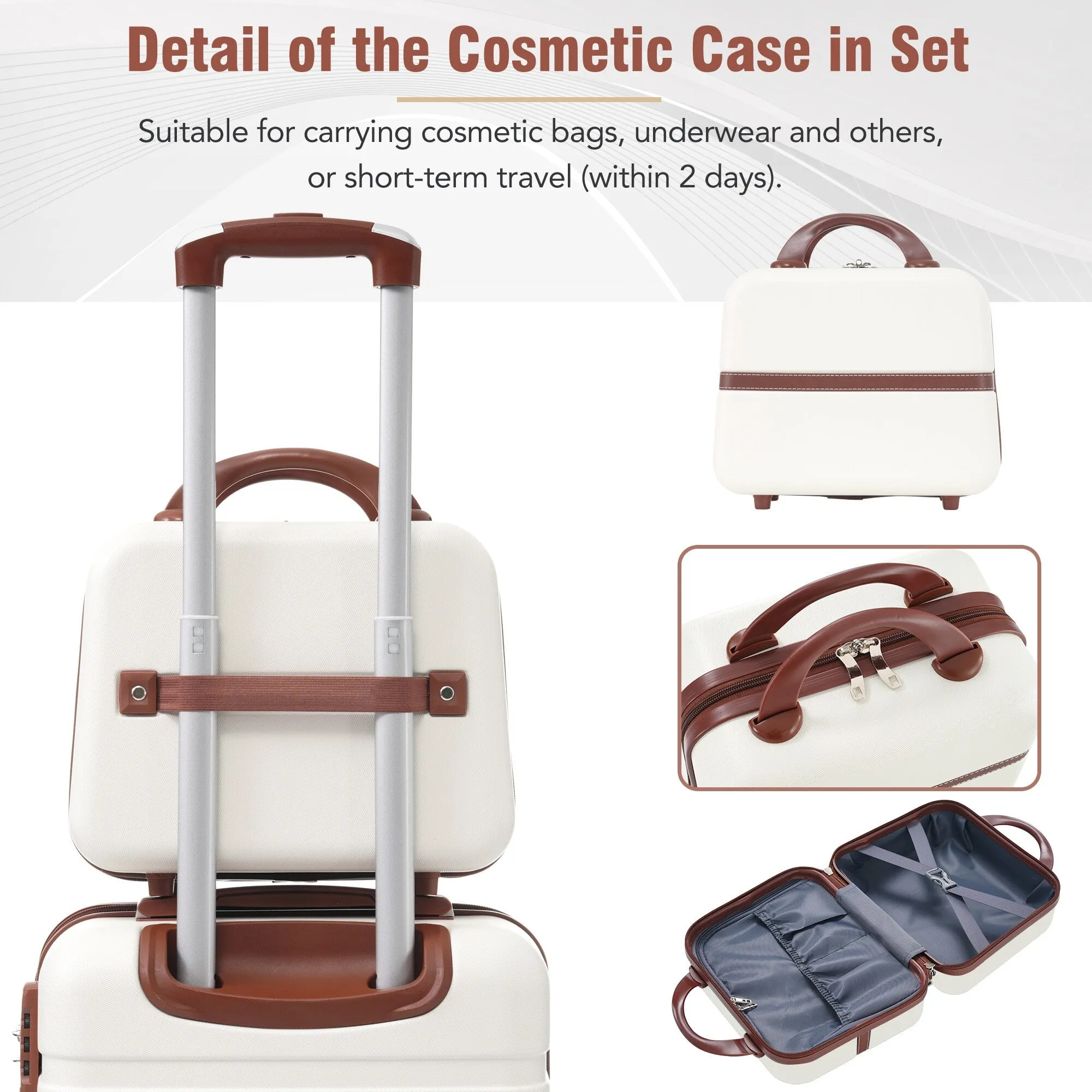 3 Piece Lightweight Luggage Set, Hardside Expandable Suitcase w/TSA Lock and Cosmetic Case