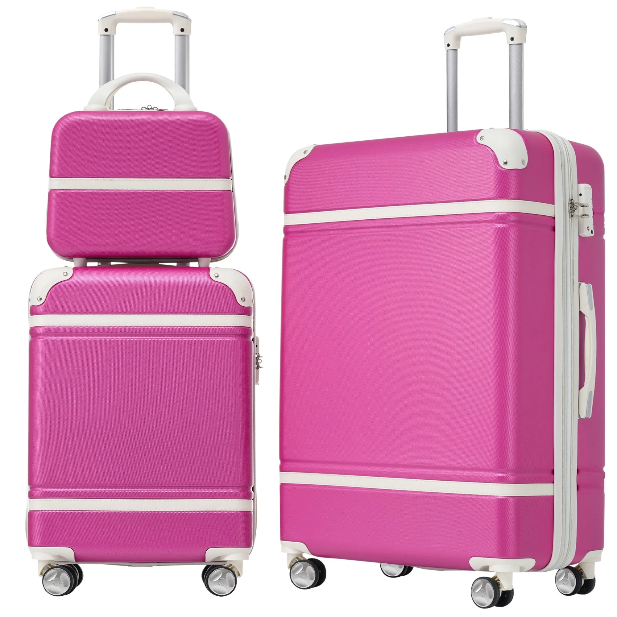3 Piece Lightweight Luggage Set, Hardside Expandable Suitcase w/TSA Lock and Cosmetic Case