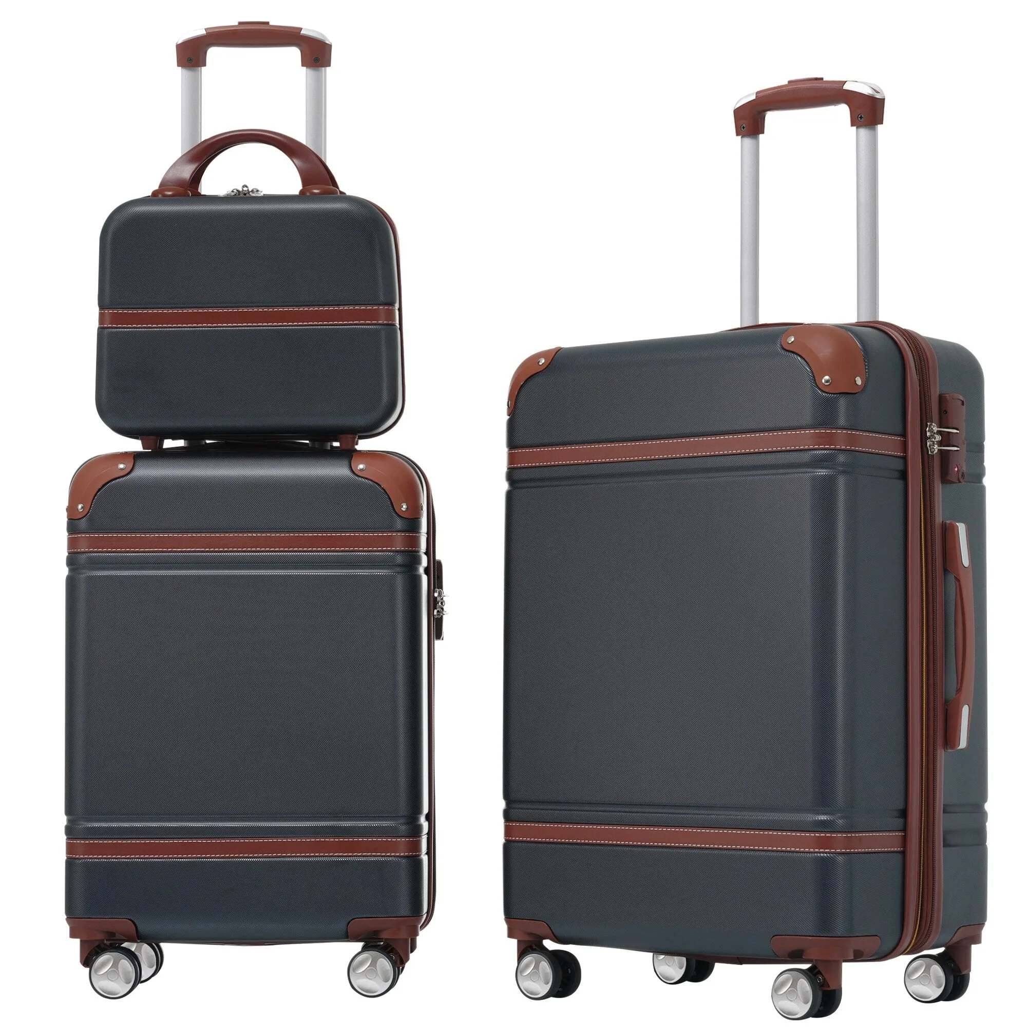 3 Piece Lightweight Luggage Set, Hardside Expandable Suitcase w/TSA Lock and Cosmetic Case