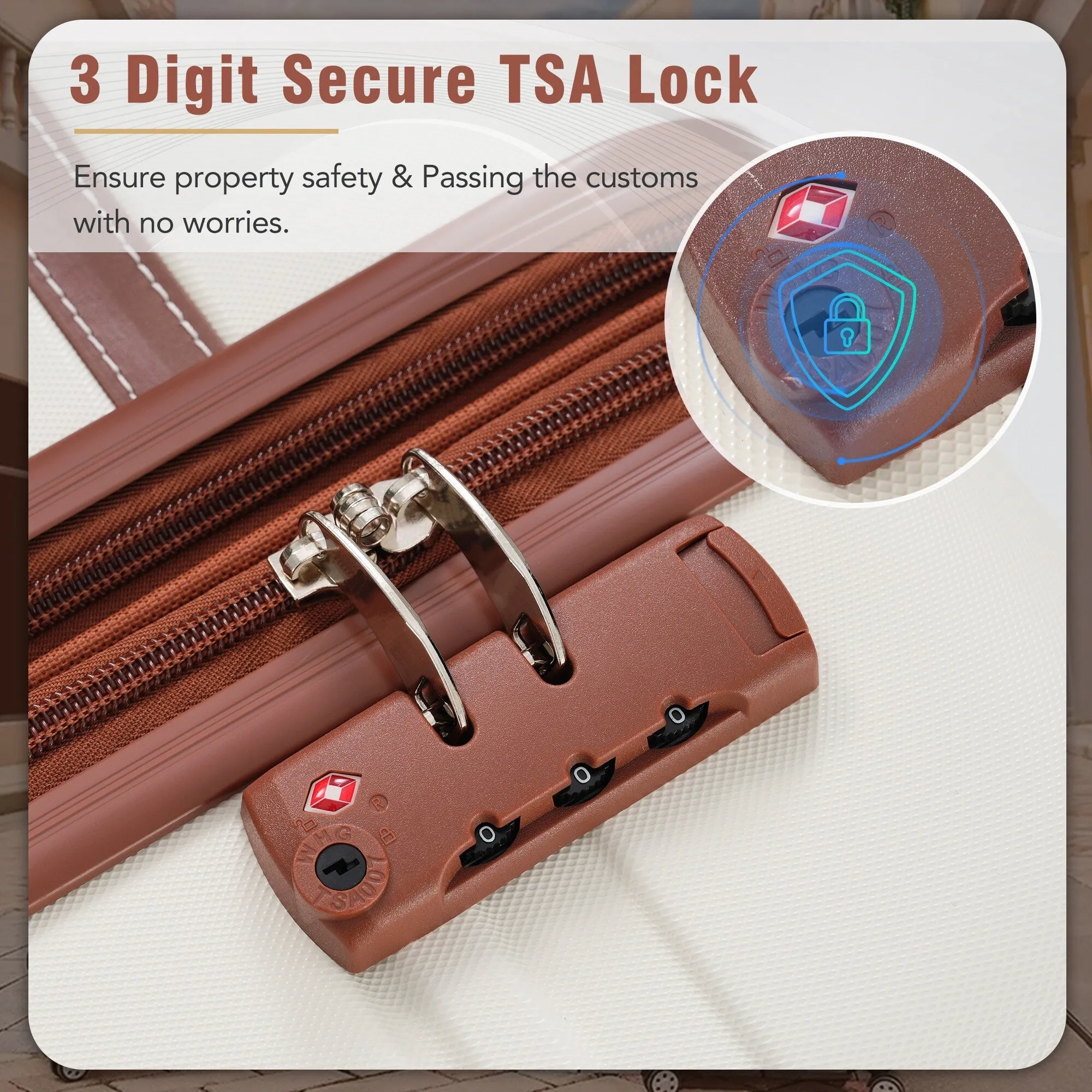 3 Piece Lightweight Luggage Set, Hardside Expandable Suitcase w/TSA Lock and Cosmetic Case