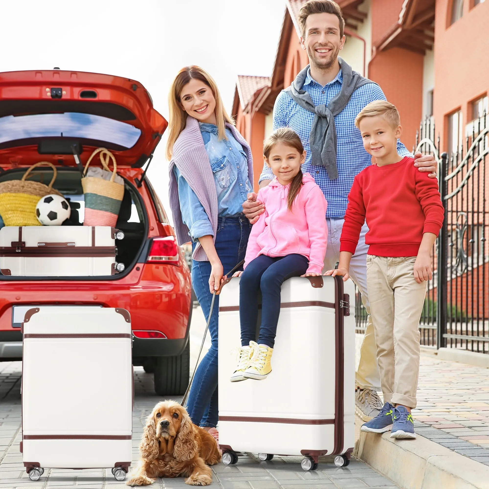 3 Piece Lightweight Luggage Set, Hardside Expandable Suitcase w/TSA Lock and Cosmetic Case