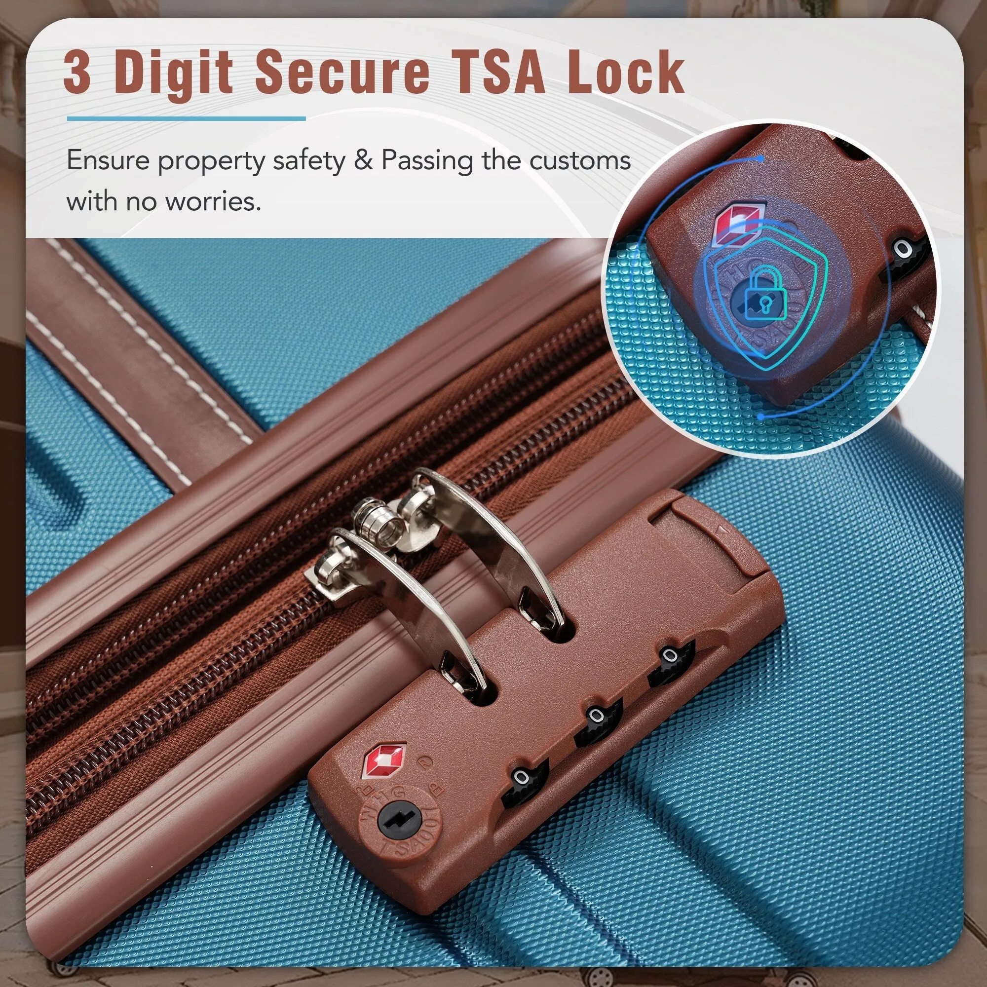 3 Piece Lightweight Luggage Set, Hardside Expandable Suitcase w/TSA Lock and Cosmetic Case