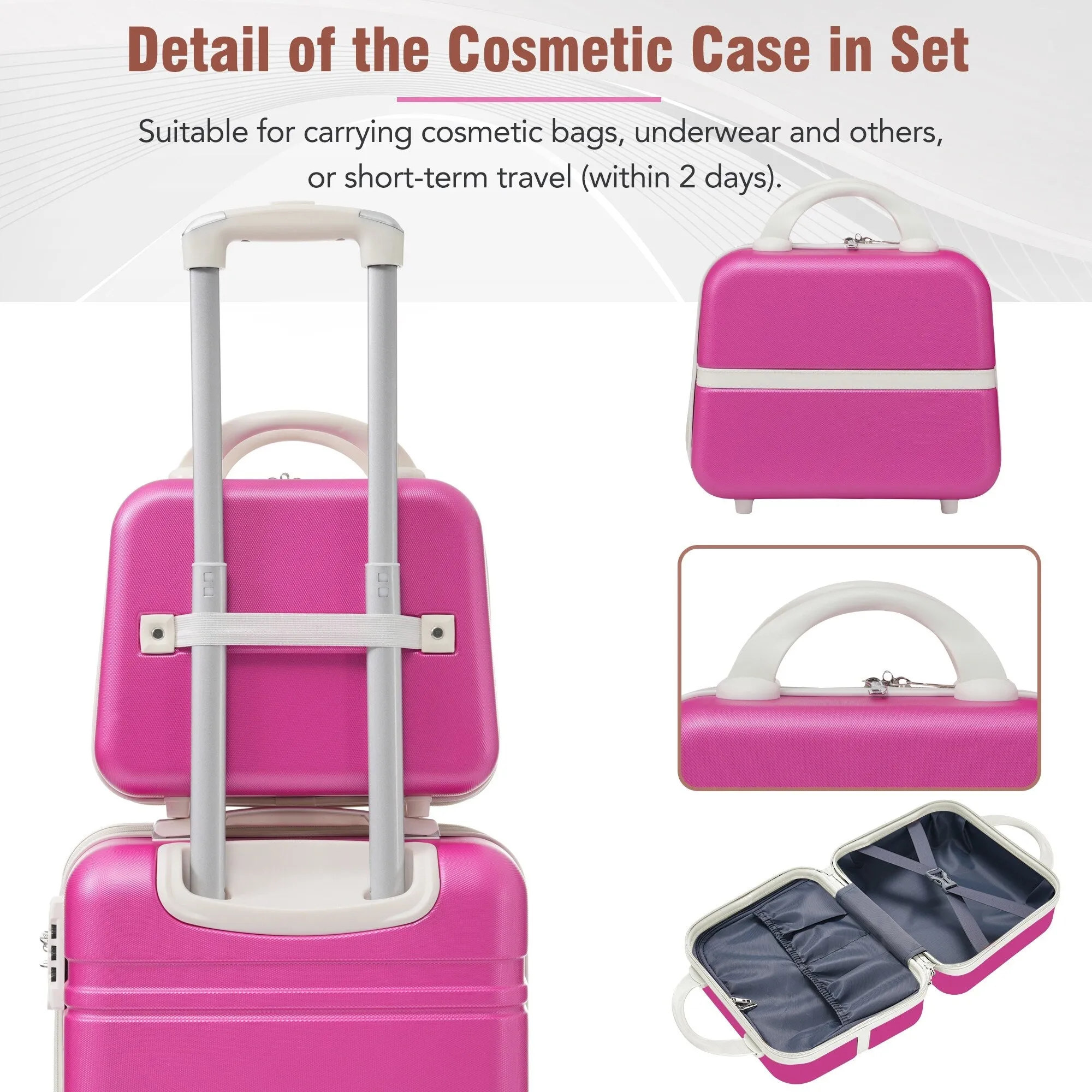 3 Piece Lightweight Luggage Set, Hardside Expandable Suitcase w/TSA Lock and Cosmetic Case