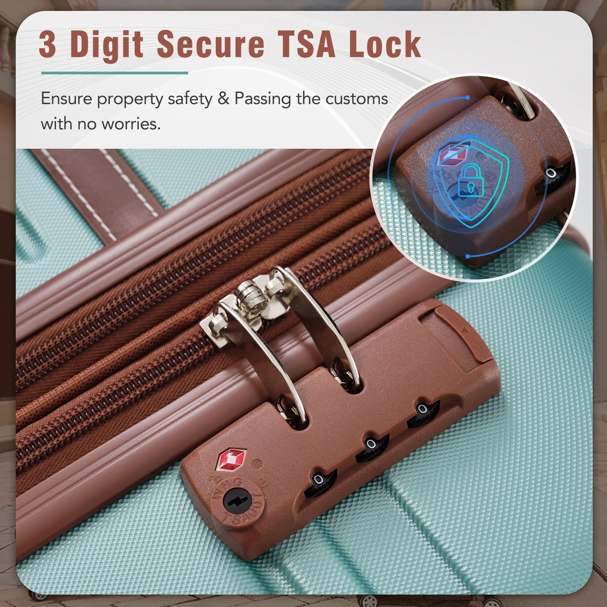 3 Piece Lightweight Luggage Set, Hardside Expandable Suitcase w/TSA Lock and Cosmetic Case