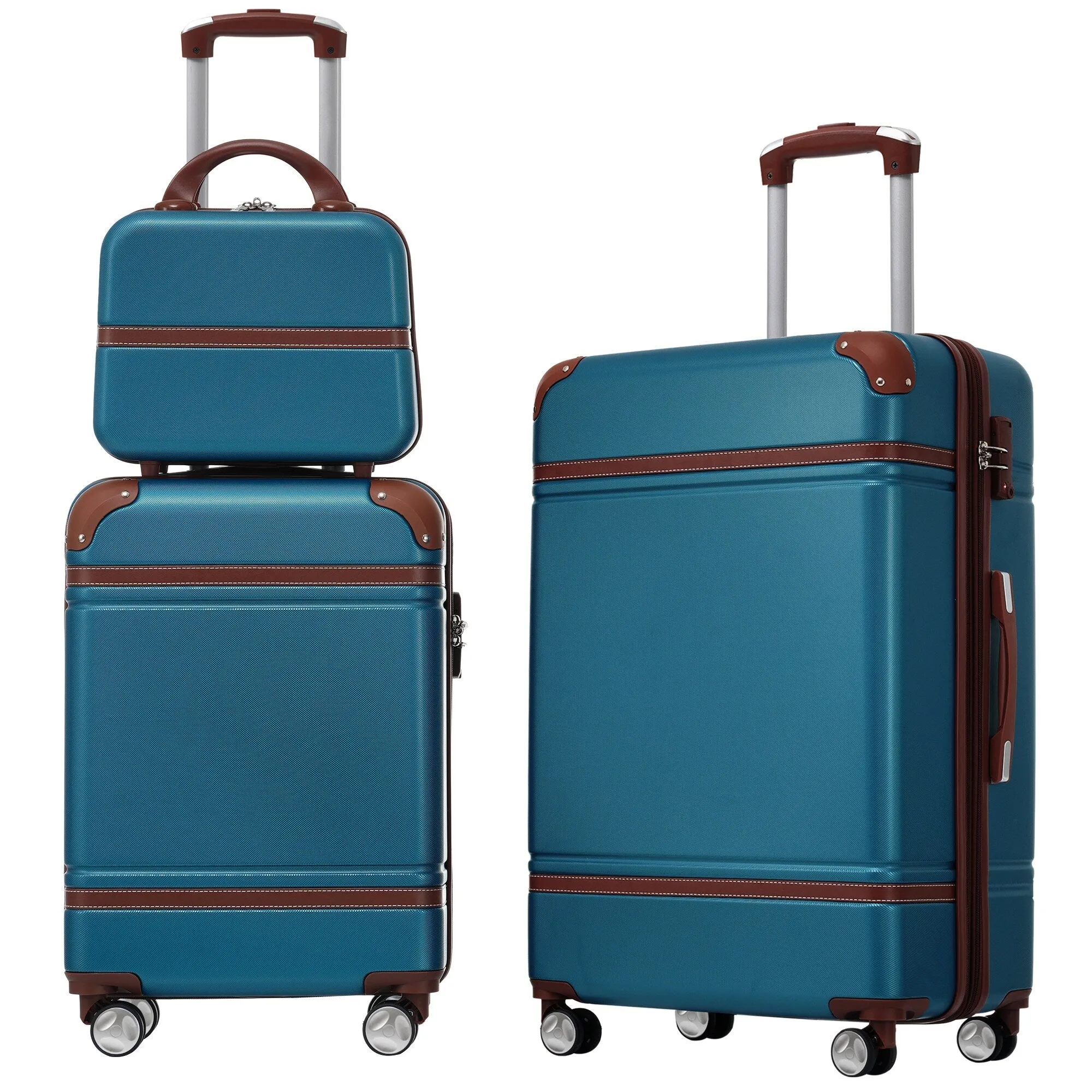 3 Piece Lightweight Luggage Set, Hardside Expandable Suitcase w/TSA Lock and Cosmetic Case