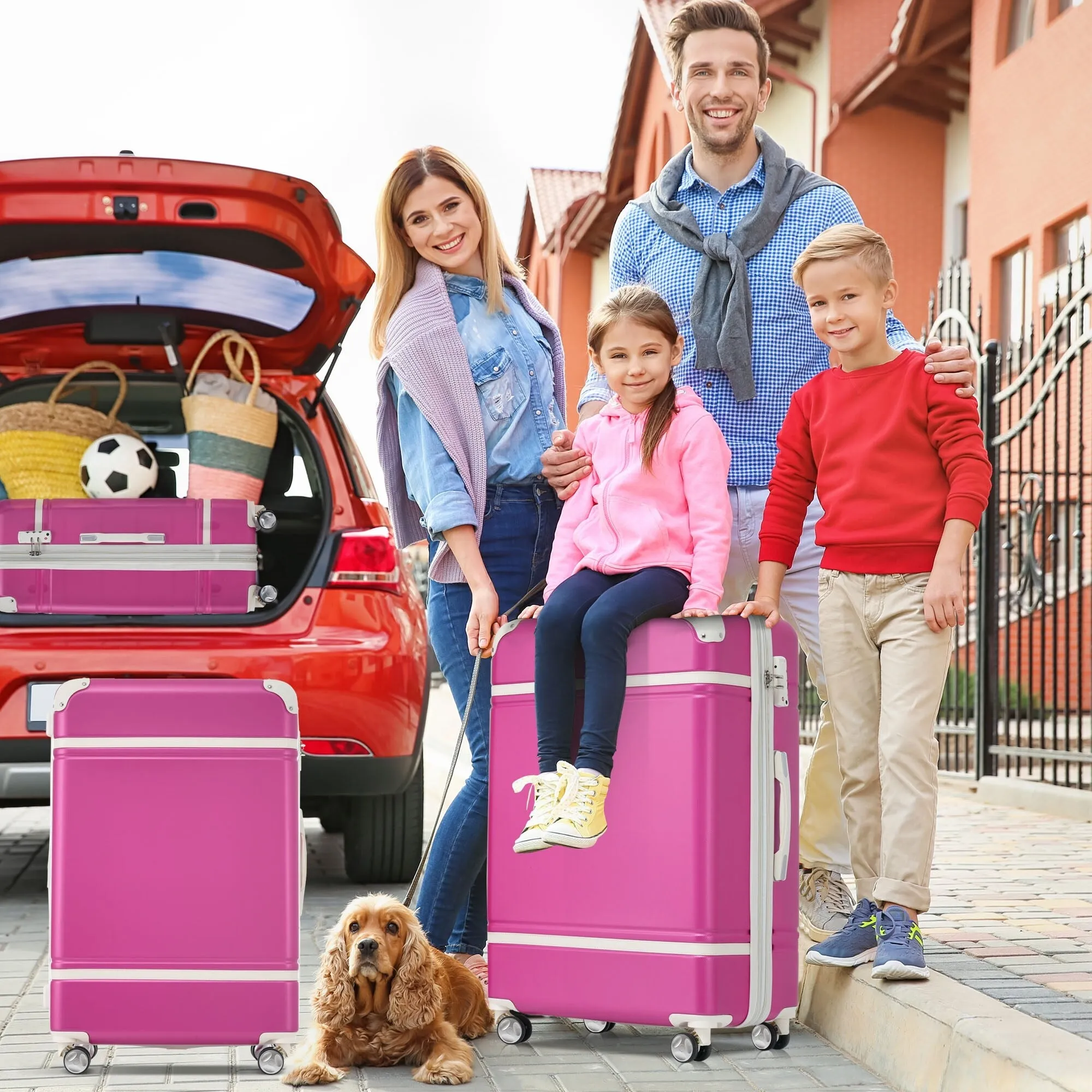 3 Piece Lightweight Luggage Set, Hardside Expandable Suitcase w/TSA Lock and Cosmetic Case