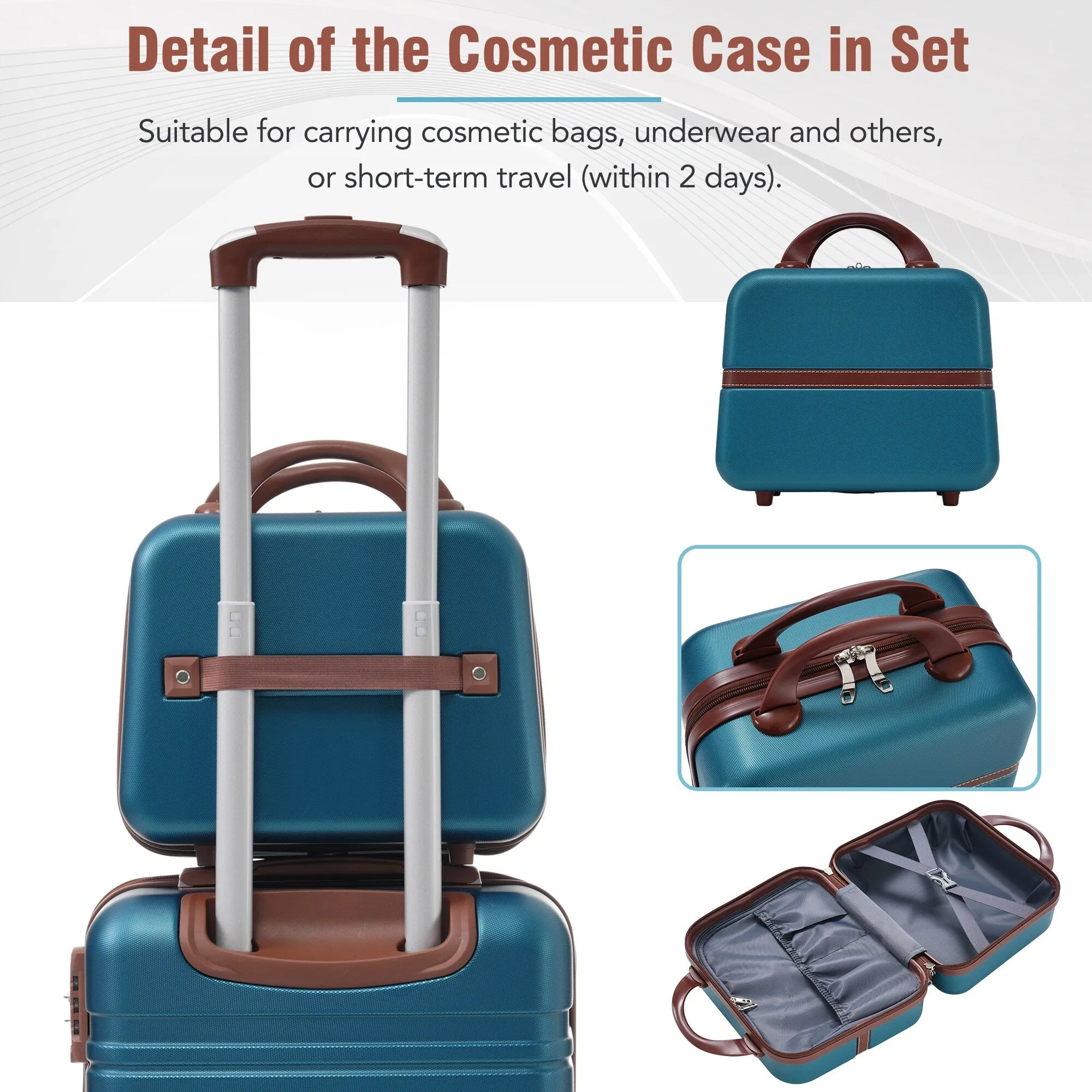 3 Piece Lightweight Luggage Set, Hardside Expandable Suitcase w/TSA Lock and Cosmetic Case