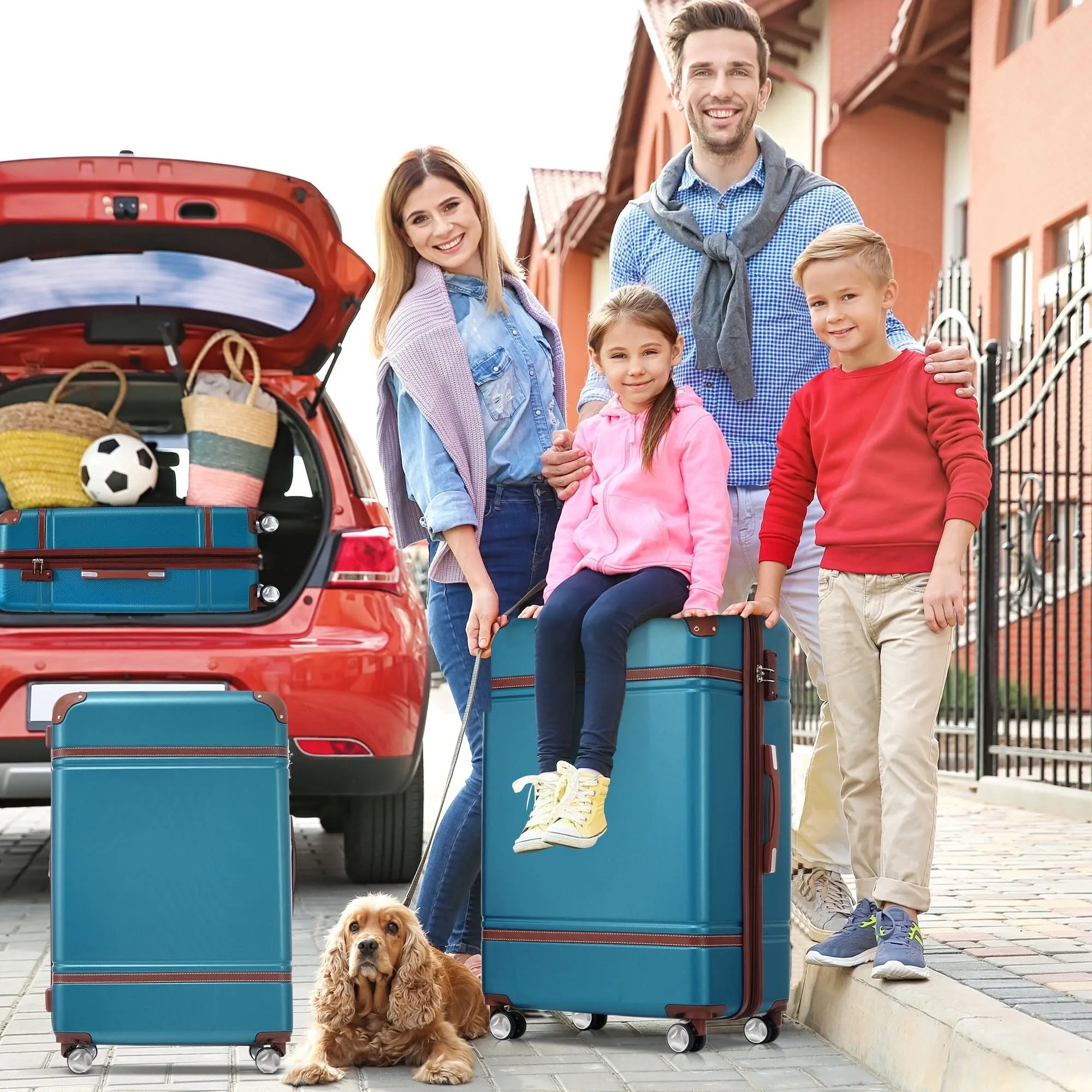 3 Piece Lightweight Luggage Set, Hardside Expandable Suitcase w/TSA Lock and Cosmetic Case
