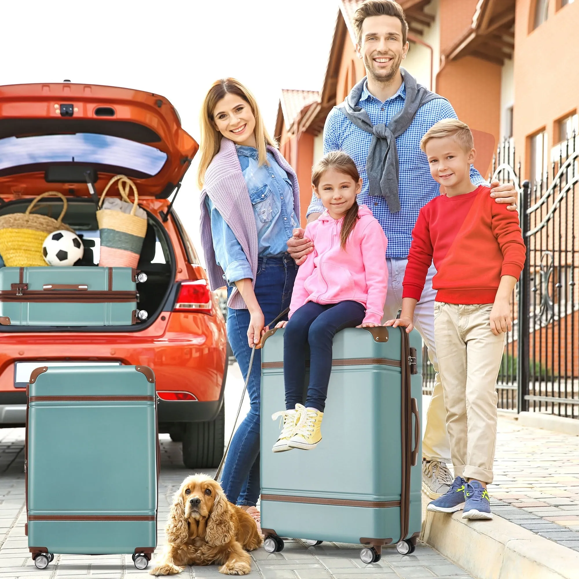 3 Piece Lightweight Luggage Set, Hardside Expandable Suitcase w/TSA Lock and Cosmetic Case