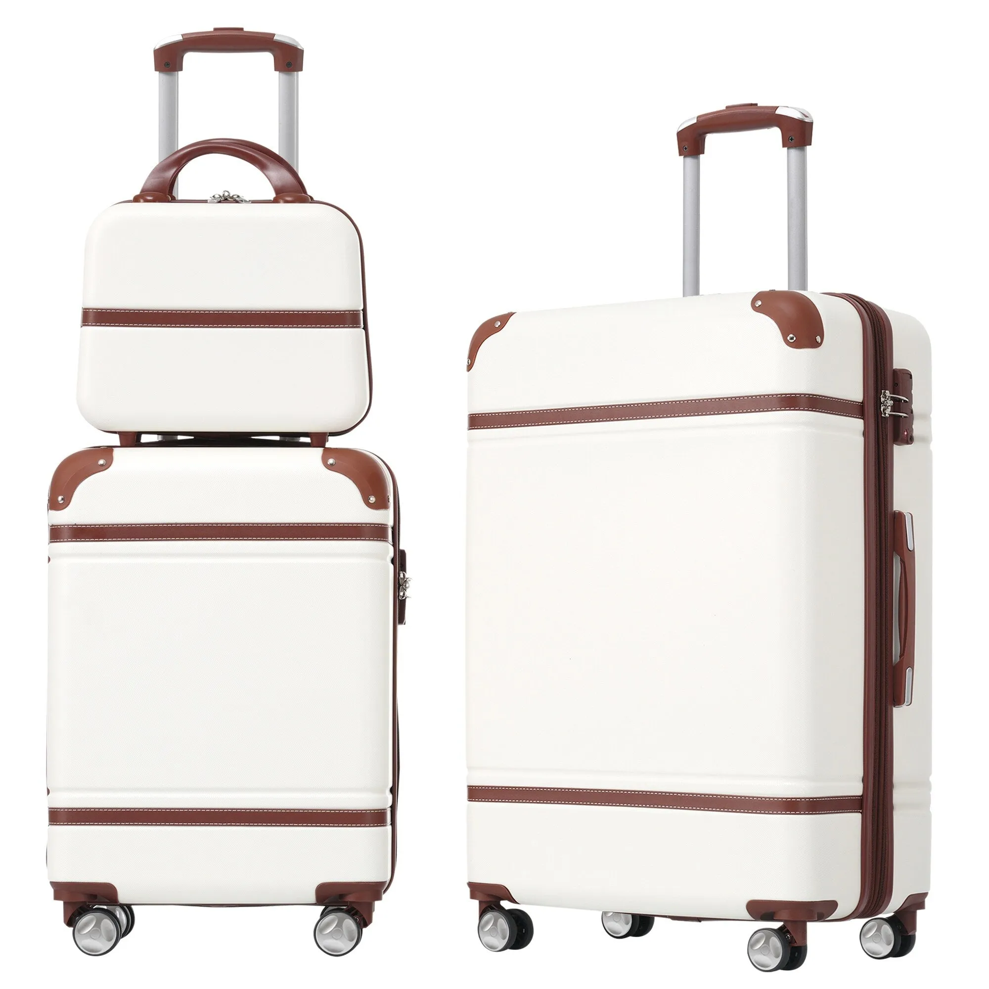 3 Piece Lightweight Luggage Set, Hardside Expandable Suitcase w/TSA Lock and Cosmetic Case