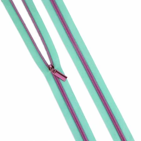 #5 Nylon Tula Pink Coil Zipper 3yds and 9 Pulls --- Assorted Colors -- Sallie Tomato