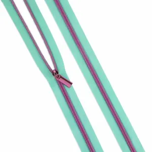#5 Nylon Tula Pink Coil Zipper 3yds and 9 Pulls --- Assorted Colors -- Sallie Tomato