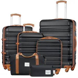 6 Piece Lightweight Hardshell Carry on Luggage Sets with TSA Lock and Spinner Wheels