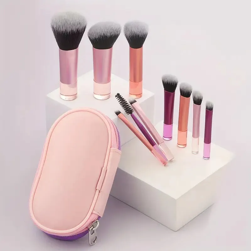 8 Long Tube Makeup Brushes Suit Multicolor