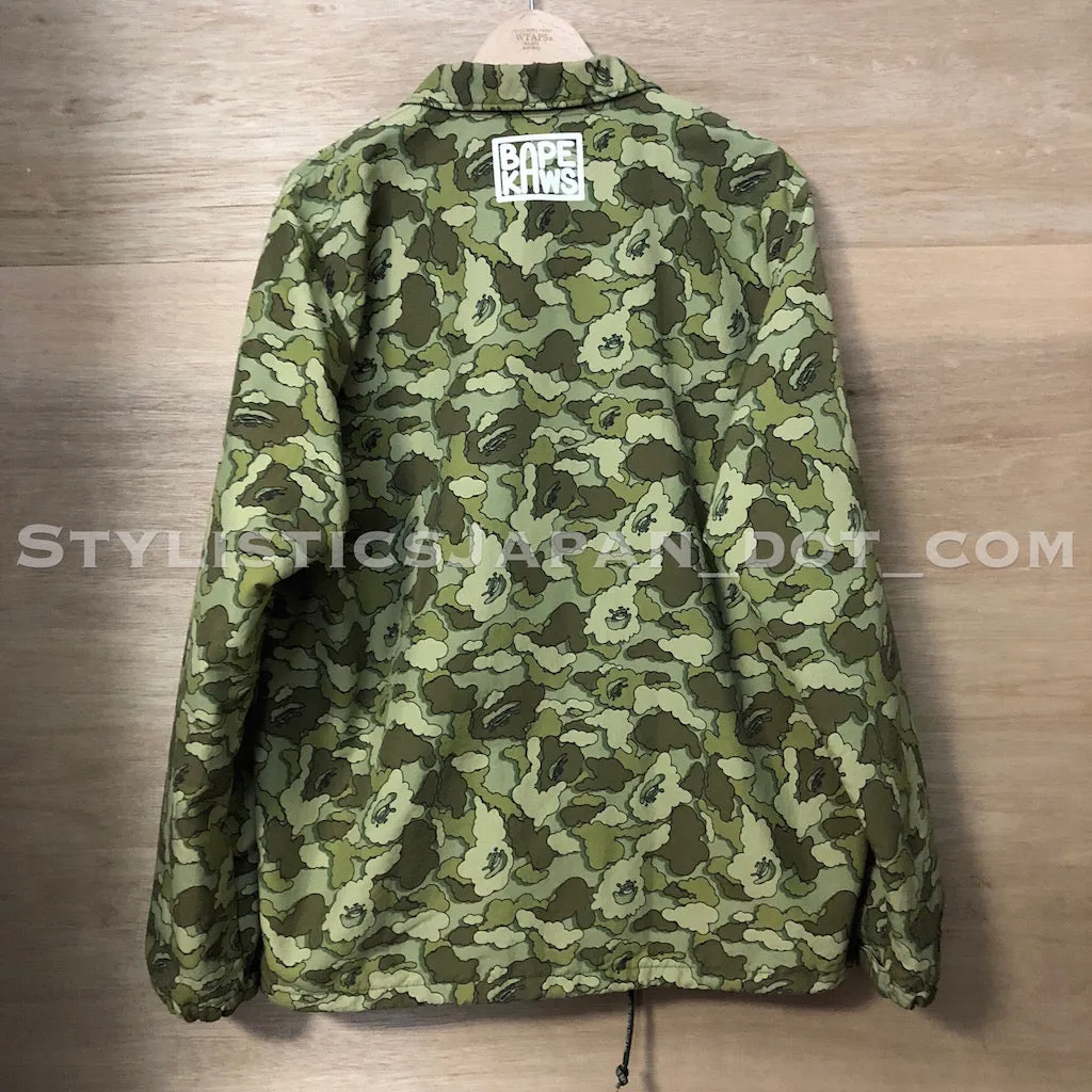 A Bathing Ape Bape x Kaws Cloud Camo Nylon Coaches Jacket Olive M