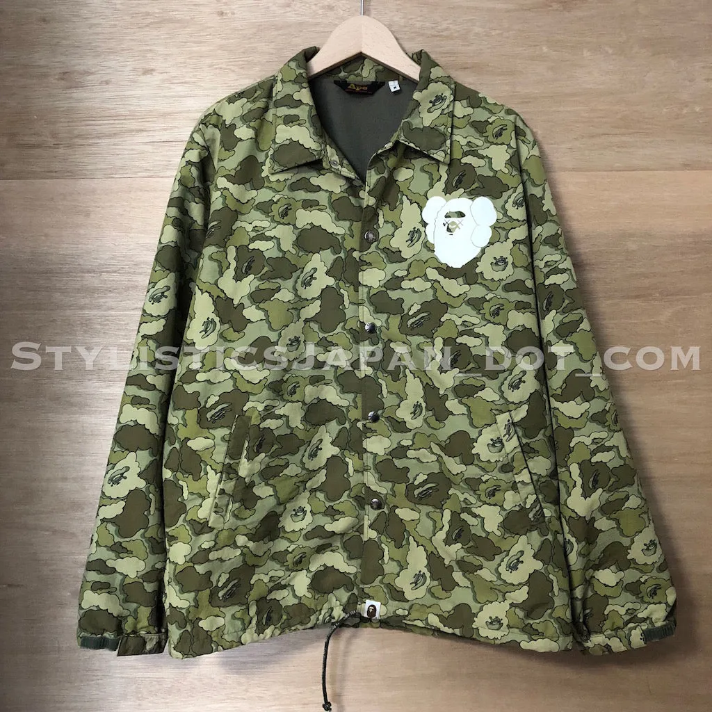 A Bathing Ape Bape x Kaws Cloud Camo Nylon Coaches Jacket Olive M