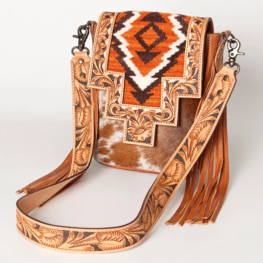 ADBG856C American Darling Hand Tooled Saddle Blanket Hair On Genuine Leather Women Bag Western Handbag Purse