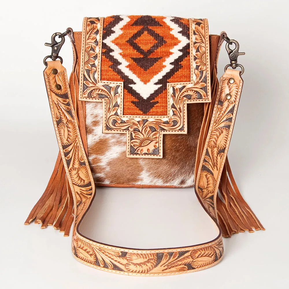 ADBG856C American Darling Hand Tooled Saddle Blanket Hair On Genuine Leather Women Bag Western Handbag Purse