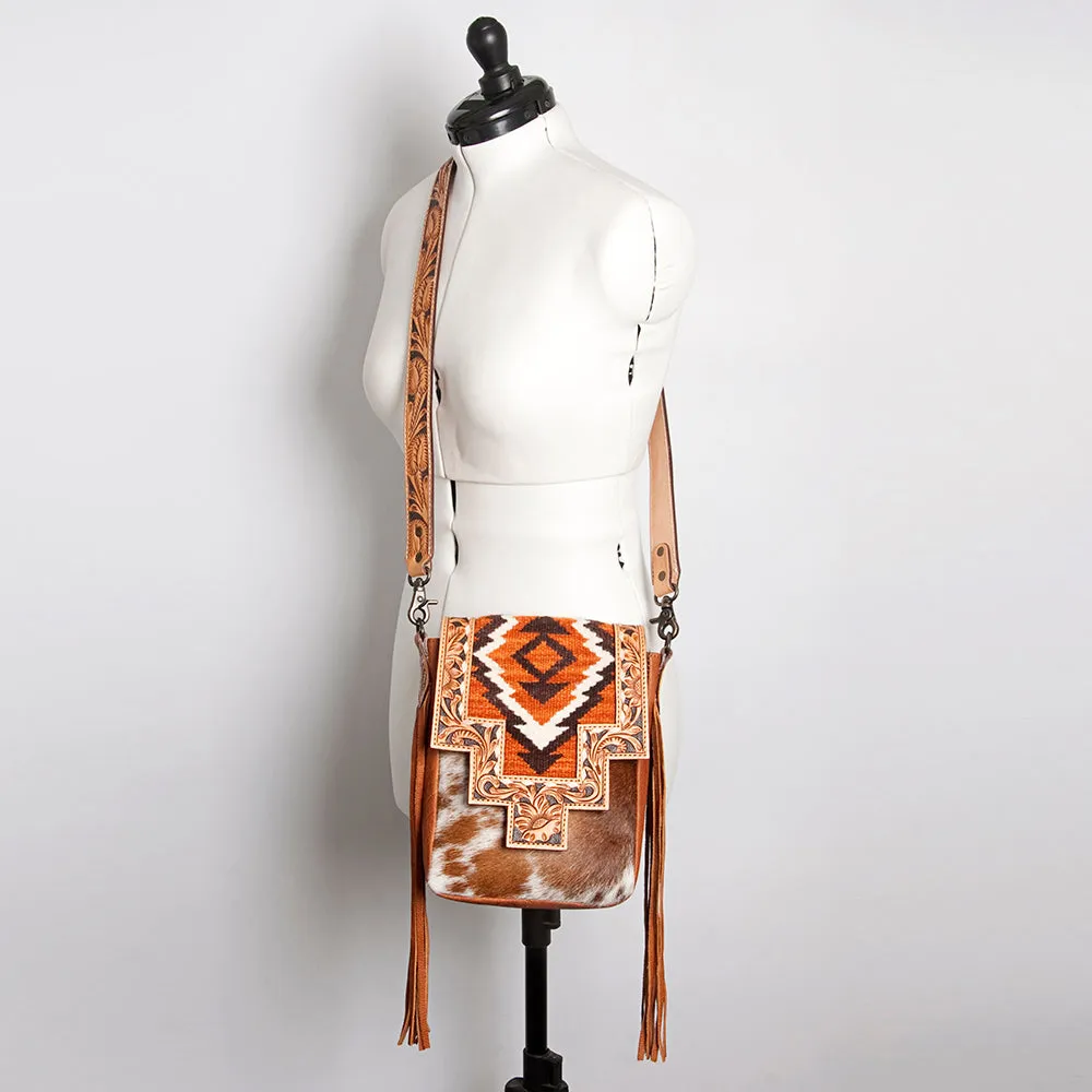 ADBG856C American Darling Hand Tooled Saddle Blanket Hair On Genuine Leather Women Bag Western Handbag Purse
