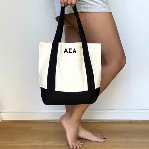 Alpha Sigma Alpha Black Trim Canvas Tote Bag - Perfect for Everyday Sorority Life