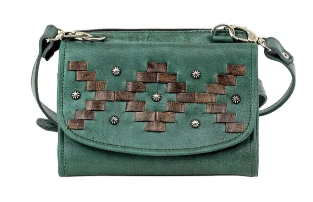 American West Handbag Tribal Weave Collection: Leather Crossbody