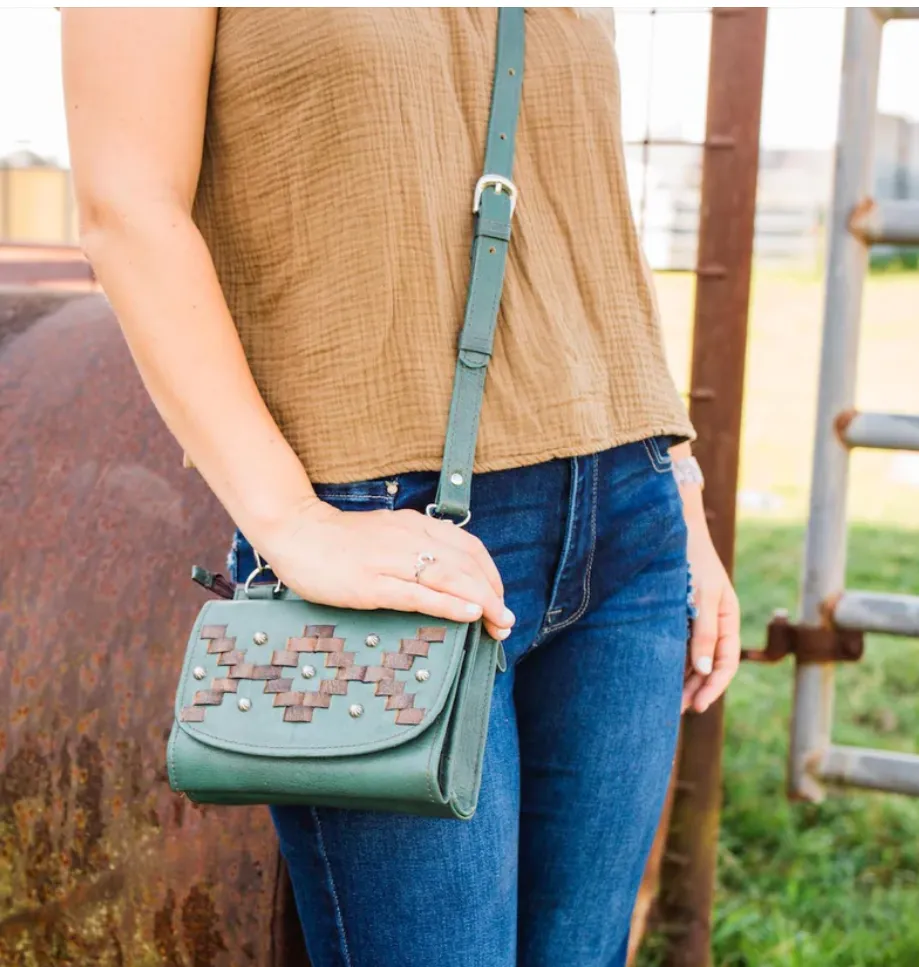 American West Handbag Tribal Weave Collection: Leather Crossbody