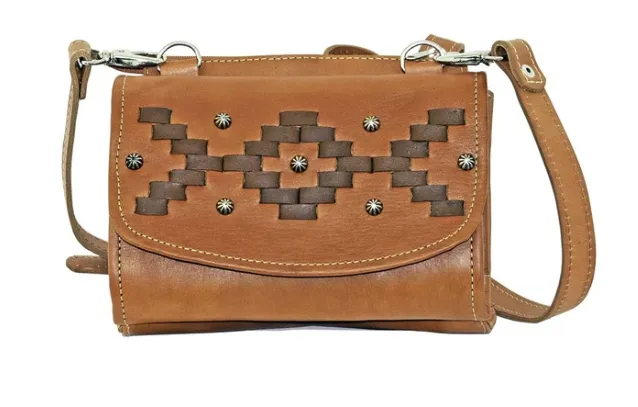 American West Handbag Tribal Weave Collection: Leather Crossbody