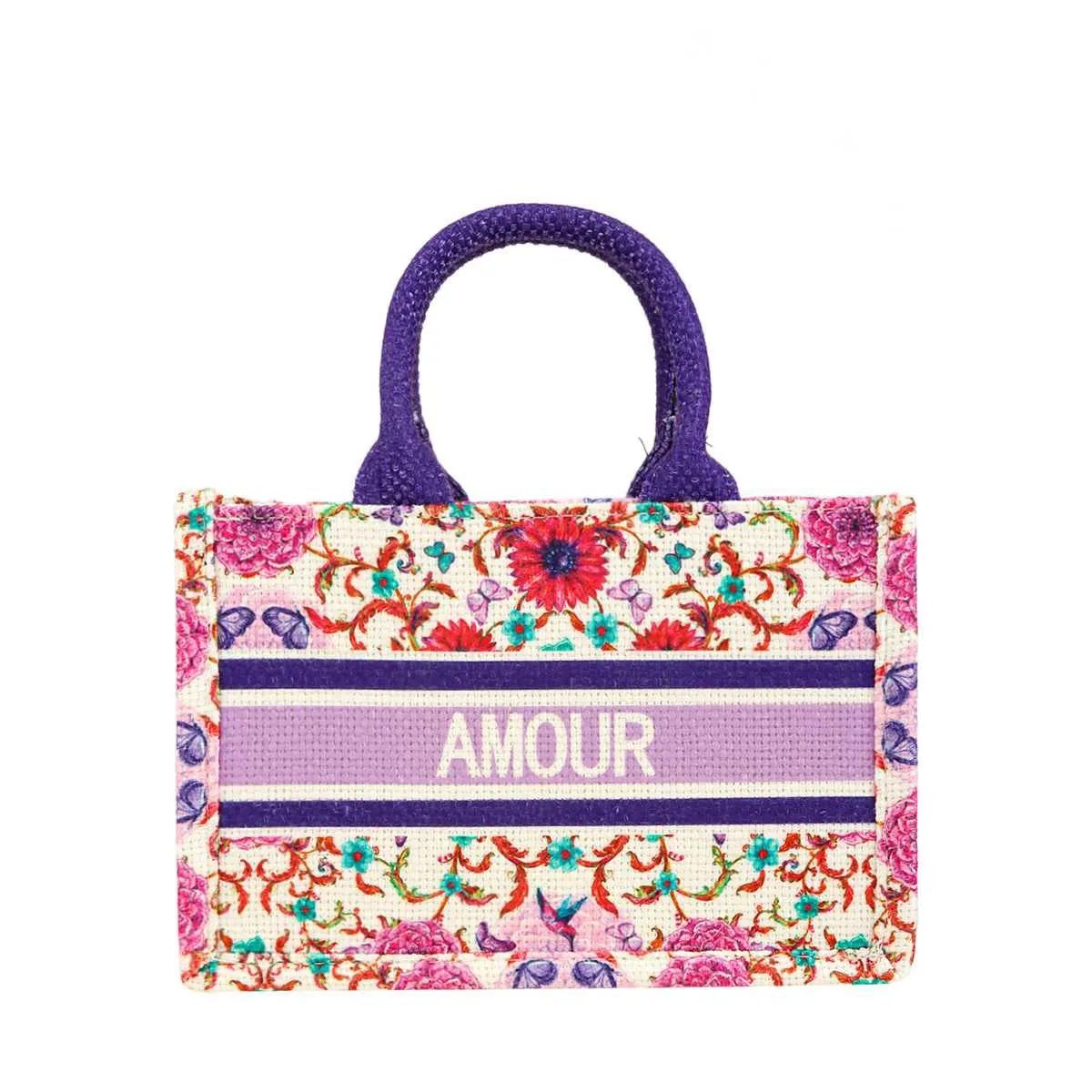 Amour Flower Oblique Book Small Tote Bag - Lilac