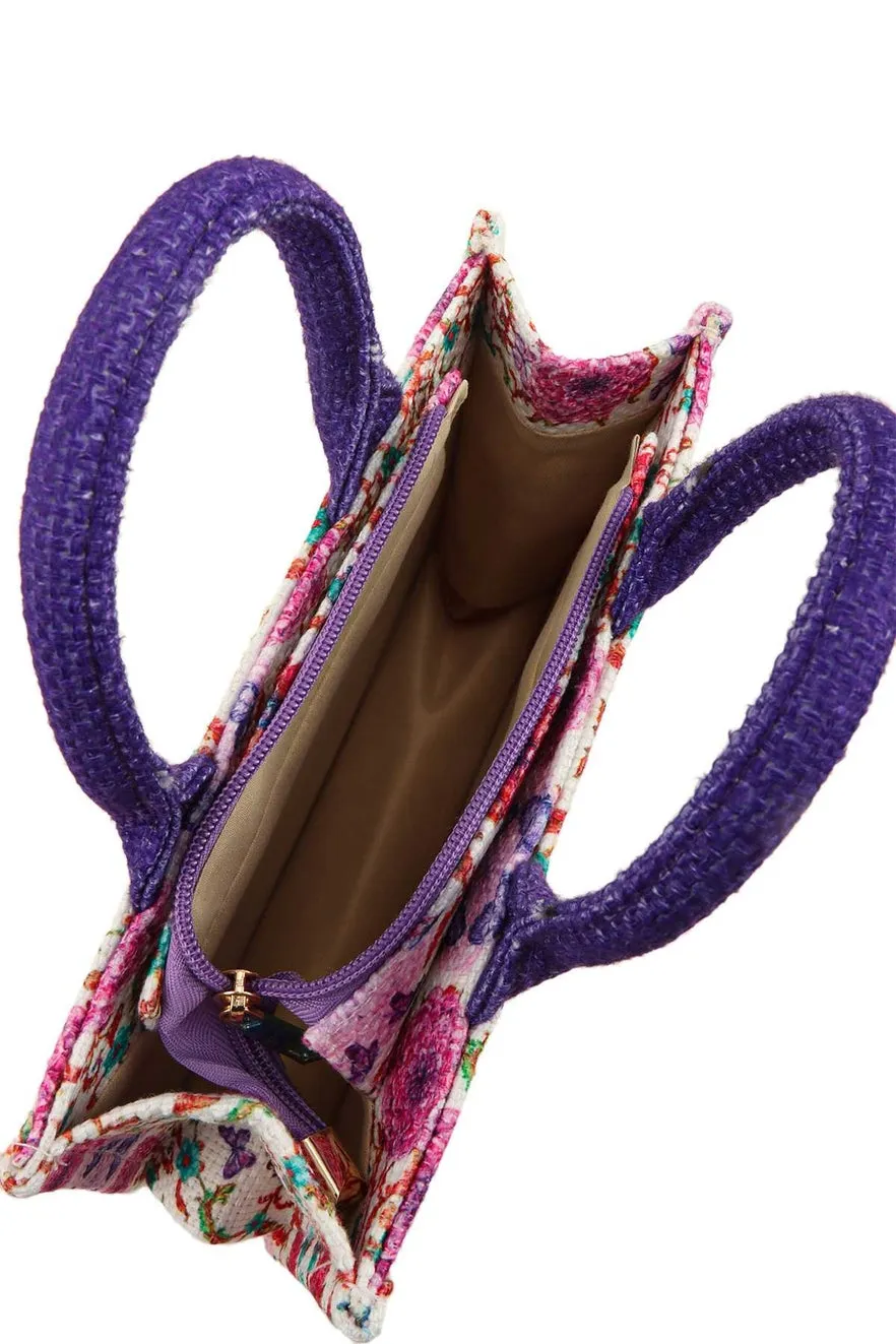 Amour Flower Oblique Book Small Tote Bag - Lilac