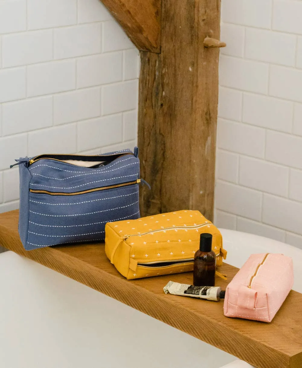Anchal Cross-Stitch Toiletry Bag | Mustard