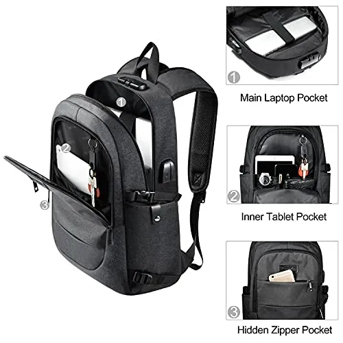 Anti-Theft Travel Laptop Backpack, (15.6 in)