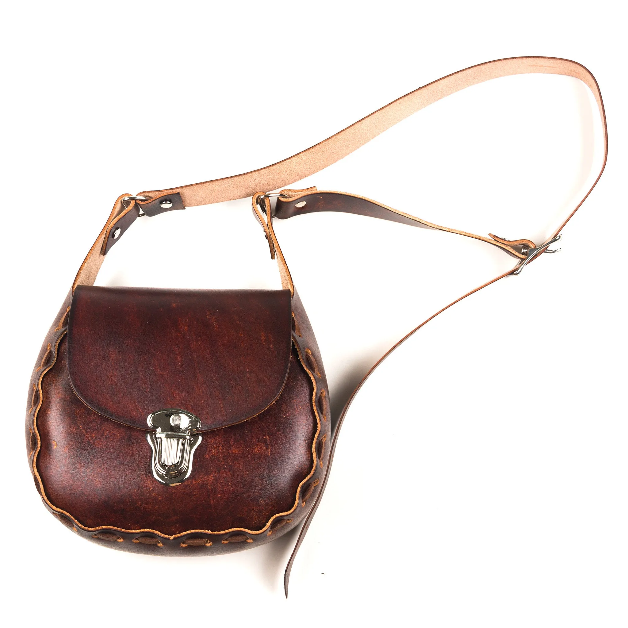 AP82P  Antique Finish Laced Crossbody Shoulder Bag