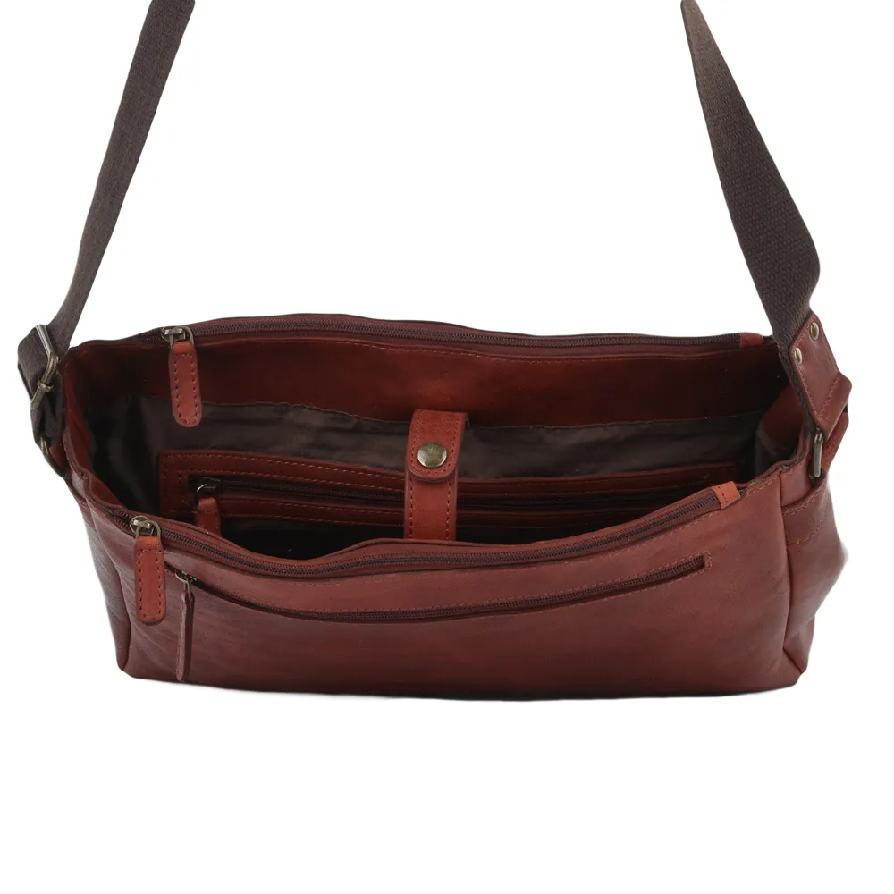 Ashwood Leather Pedro Cognac Messenger Bag