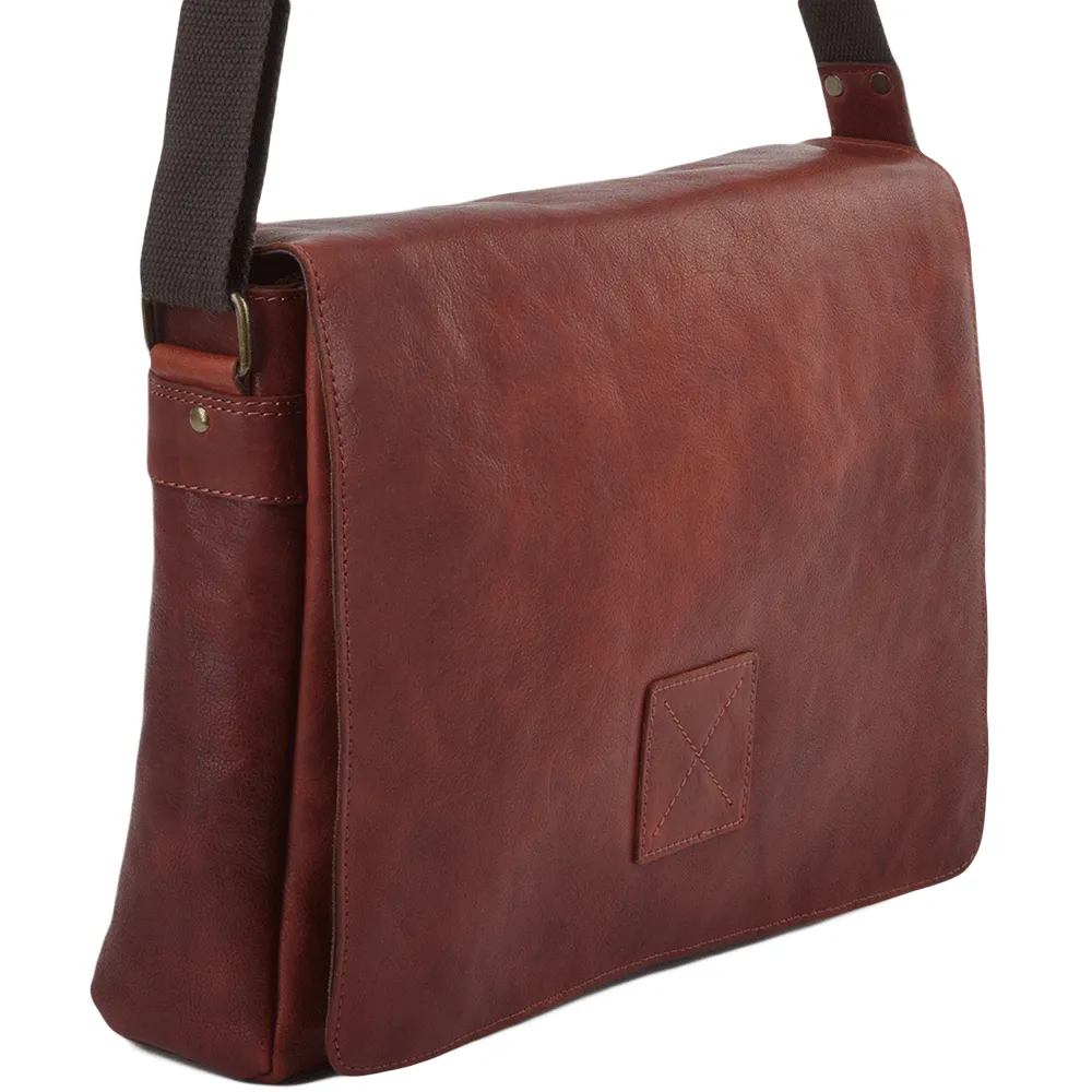 Ashwood Leather Pedro Cognac Messenger Bag