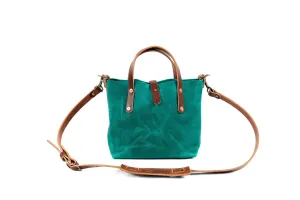 AVERY LEATHER TOTE BAG - MINI CROSSBODY - PINE GREEN BISON
