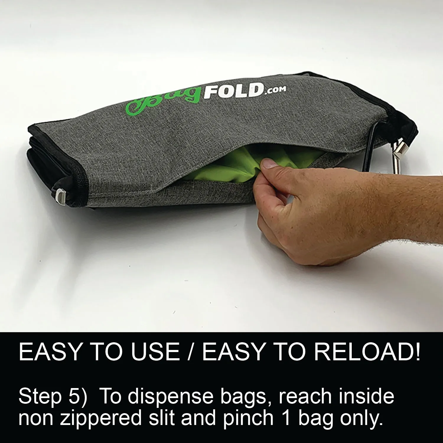 BagFold FAMILY - 10 Reusable Eco-Friendly Grocery Bags For Shopping In A Dispensing Pouch; Features Carabiner Clip & Coupon Pouch