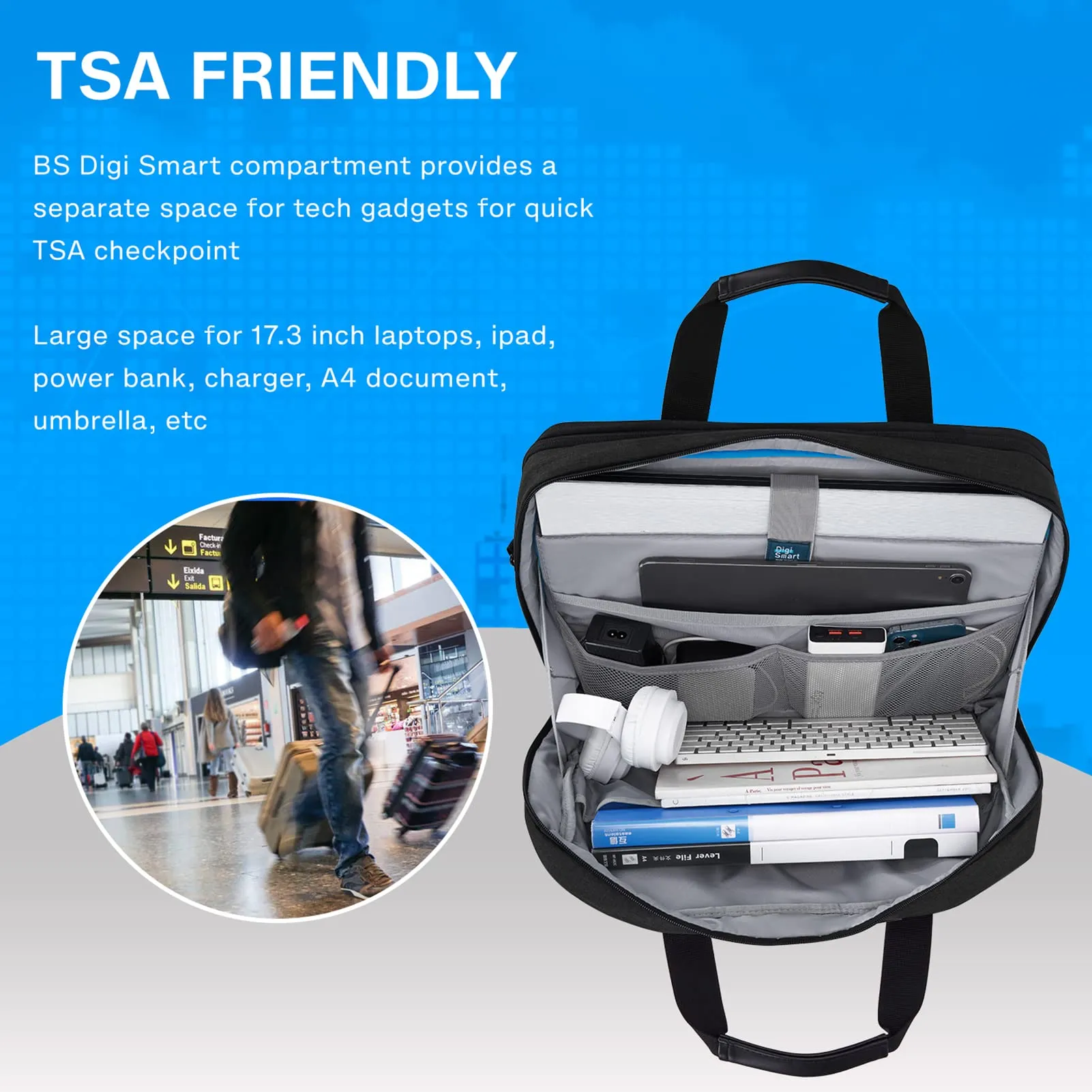 BAGSMART Laptop Shoulder Bag, Expandable Laptop Briefcase, Work Bag for Business Travel Office