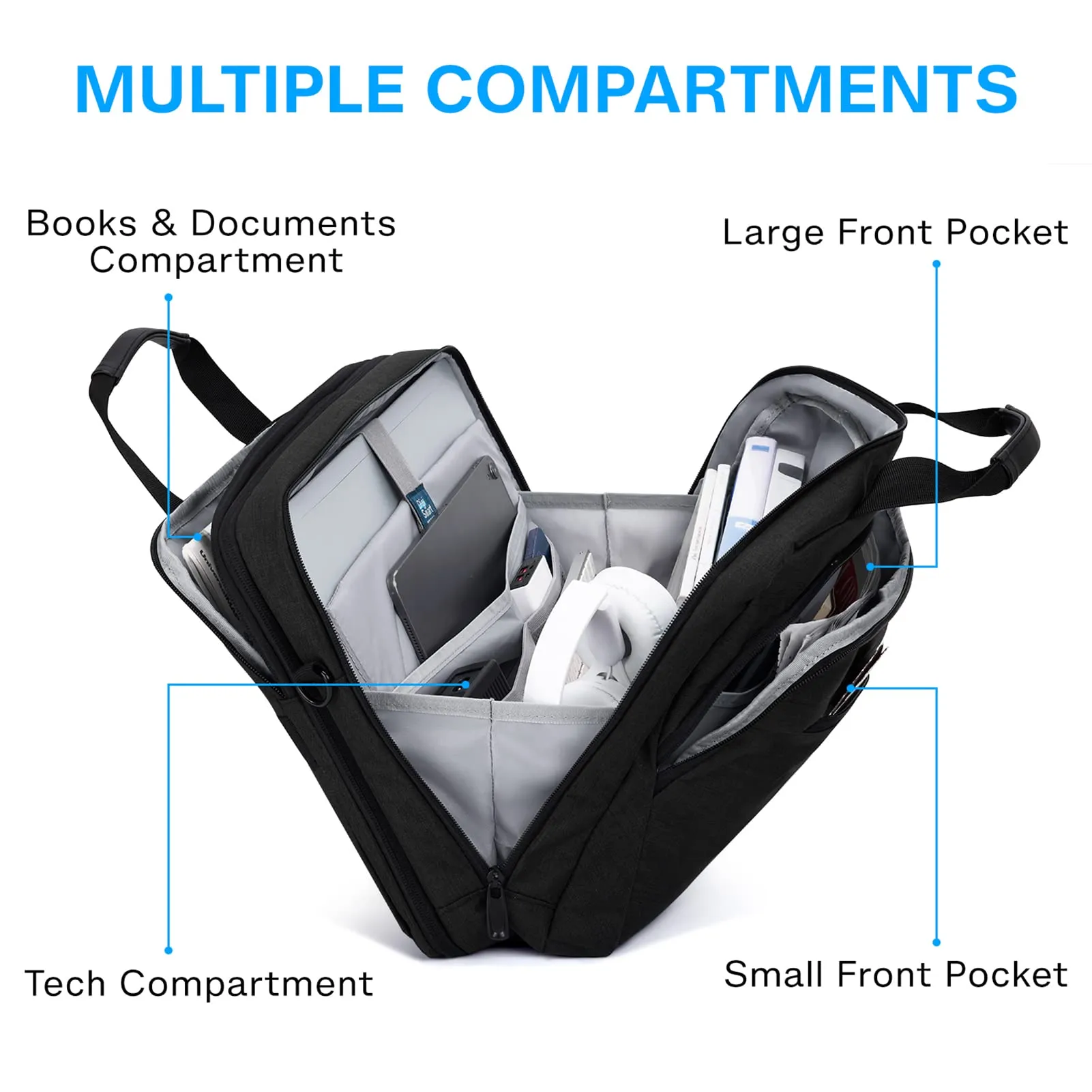 BAGSMART Laptop Shoulder Bag, Expandable Laptop Briefcase, Work Bag for Business Travel Office