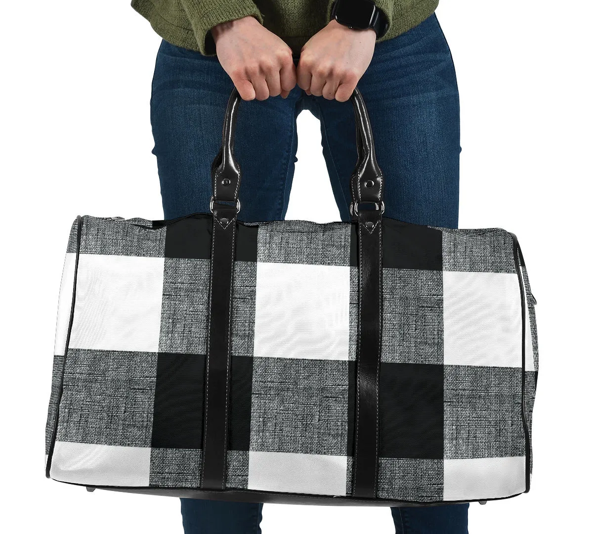 Black and White Buffalo Check Duffel Bag Travel Bag