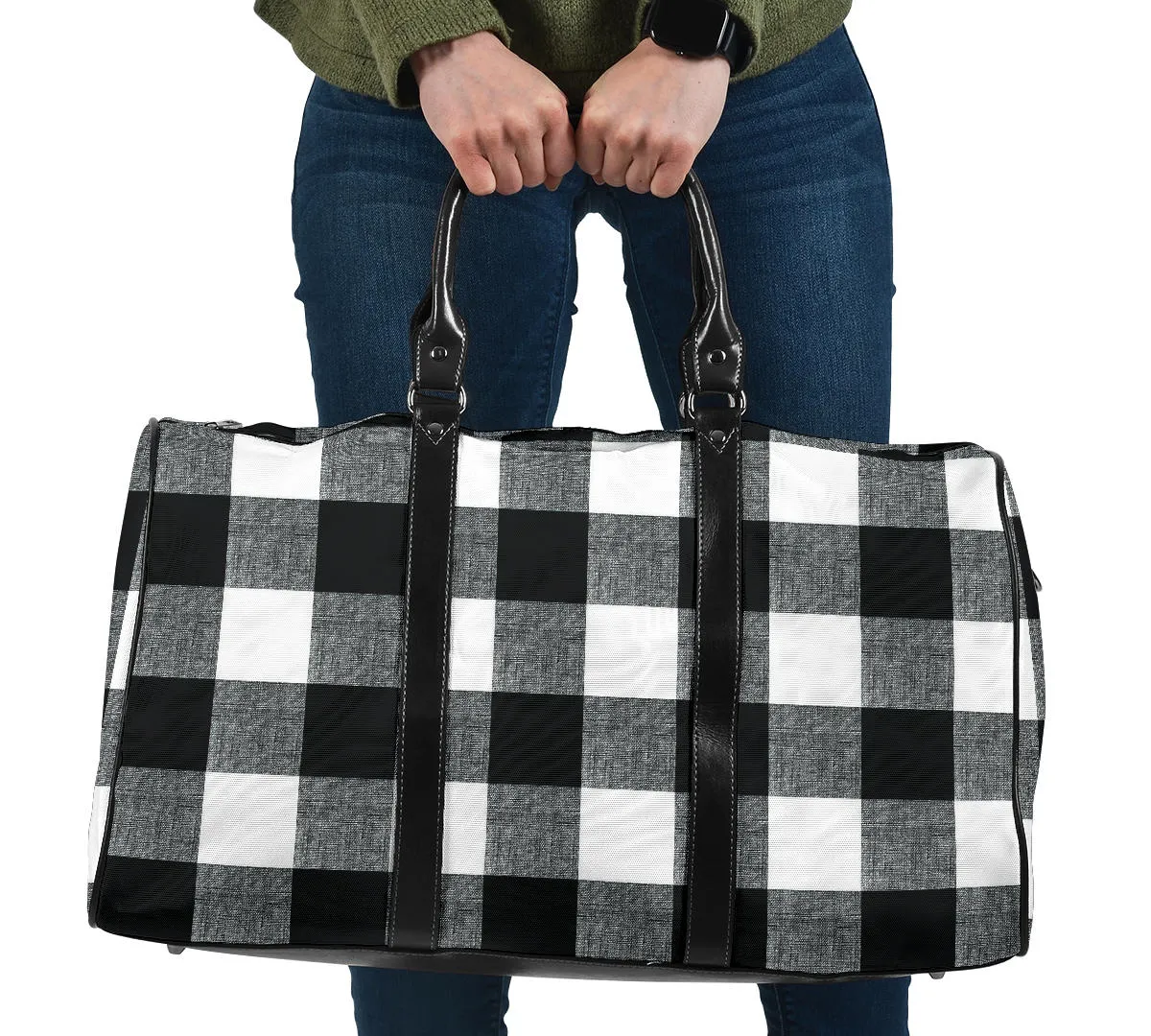 Black and White Buffalo Check Duffel Bag Travel Bag